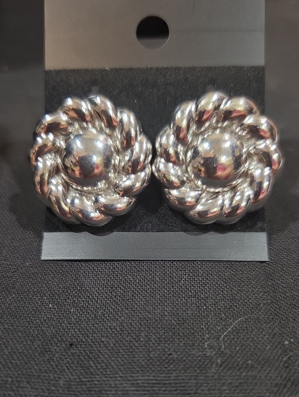 MONET ROUND WEAVE CLIP ON EARRINGS